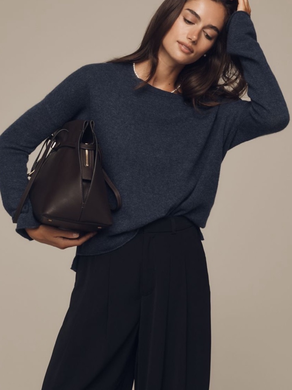 Anthropologie CASHMERE Relaxed Long-Sleeve Sweater Maeve NEW Small Blue
